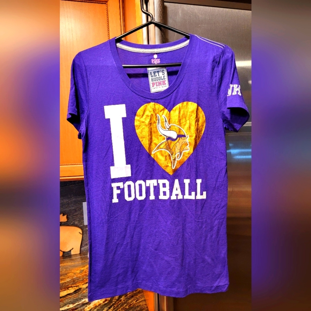 NEW Limited Edition PINK VS NFL Minnesota Vikings purple tee shirt large